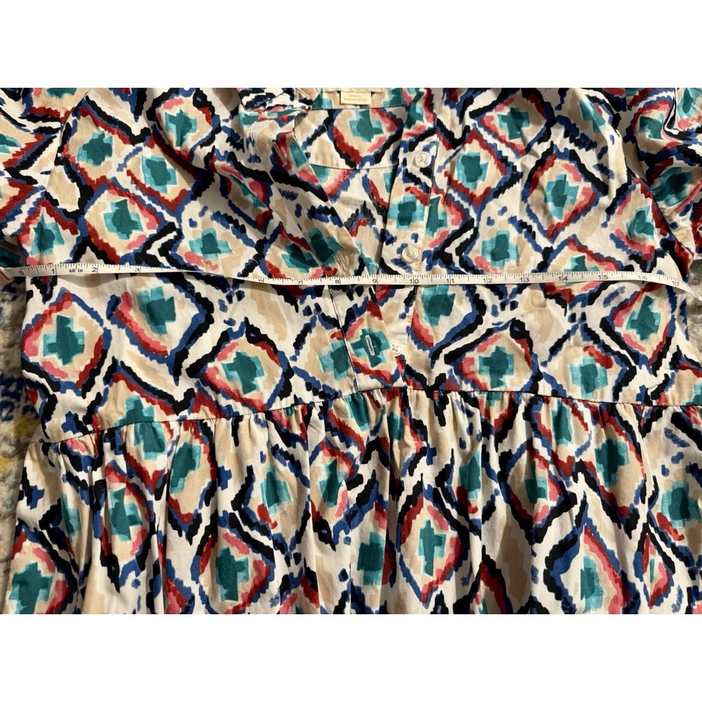 Anthropologie Maeve Bettina Shirt Dress XS Geometric Patterned Trippy Slimming - Picture 8 of 11